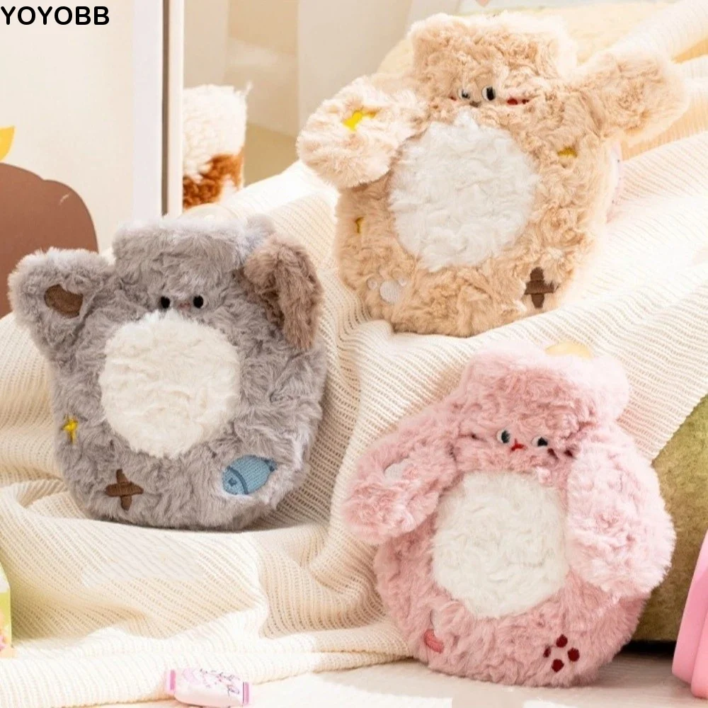 Detachable Water Injection Hot Water Bottle Portable Plush Cover Warm Water Bag PVC Inner Liner Plush Hot Water Bag Belly Warmer