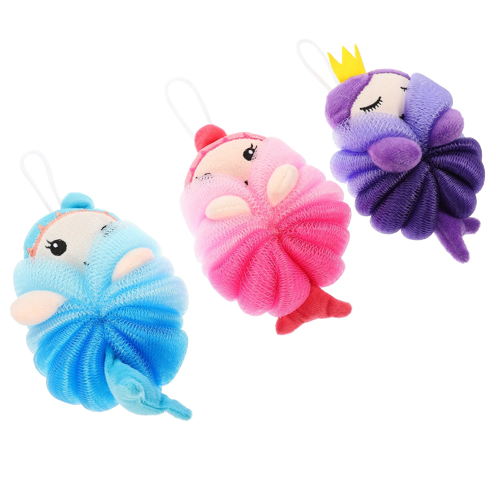 Badeball für Kinder, 3-teilig, Luffa-Duschwäscher für Kinder, Cartoon-Tierform, Körperpeeling, schäumendes Badzubehör, sicher, reichhaltig