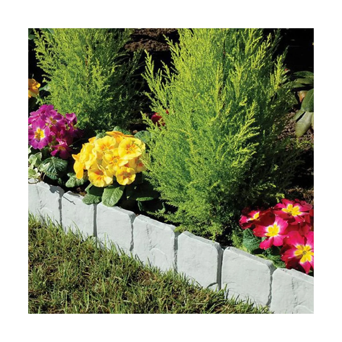 PP Plastic Garden Fence, Inserido Jardinagem Grass Fence, Stone Effect Lawn, 32pcs