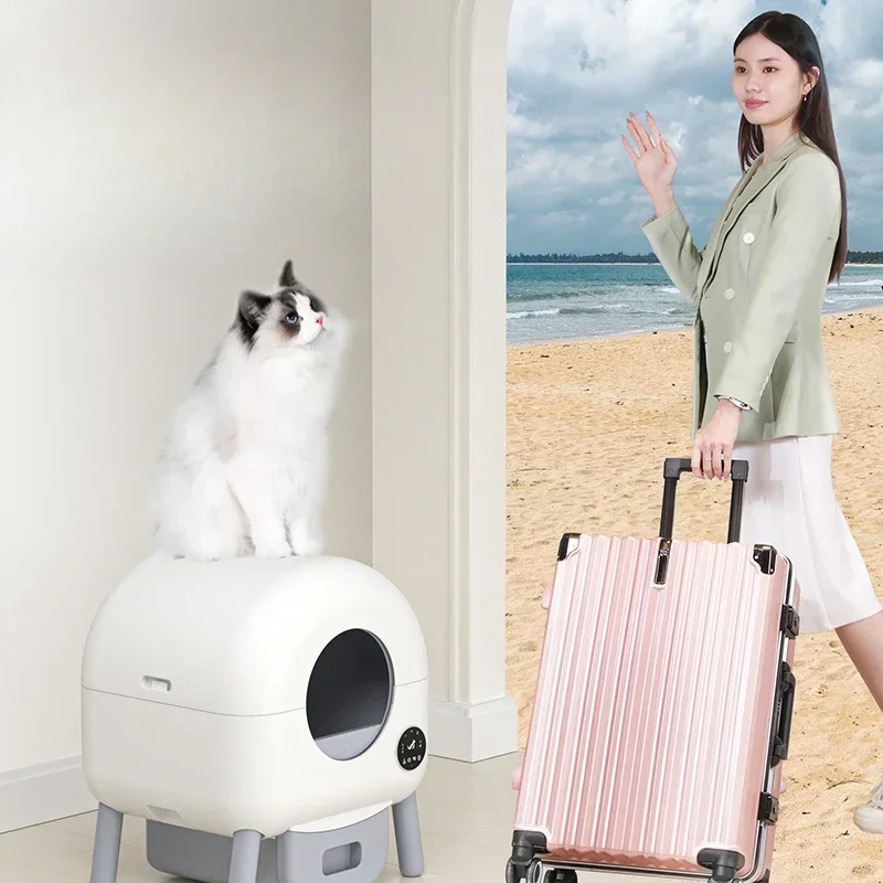 صندوق نفايات القطط الذكي مرحاض القطط المتضخم ماكينة نفايات القطط الأوتوماتيكية صندوق نفايات التنظيف الذاتي مرحاض Rascador Para Gato #3