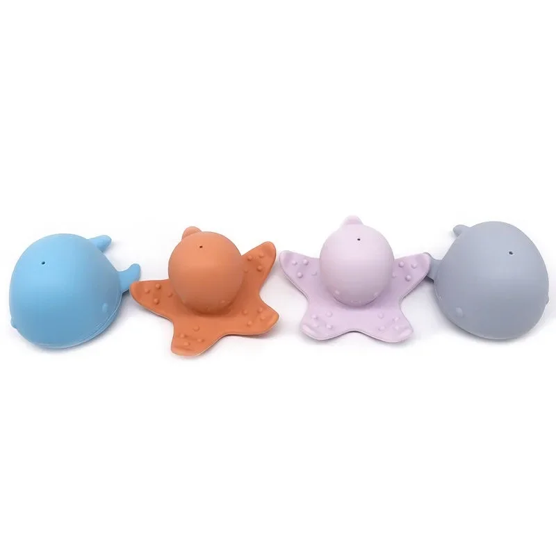 Silicone Baby Animal Whale Bath Toys Set BPA Free Squeeze Spray Water Infant Children\'s Shower Bathing Toy for Toddler Kids Gift