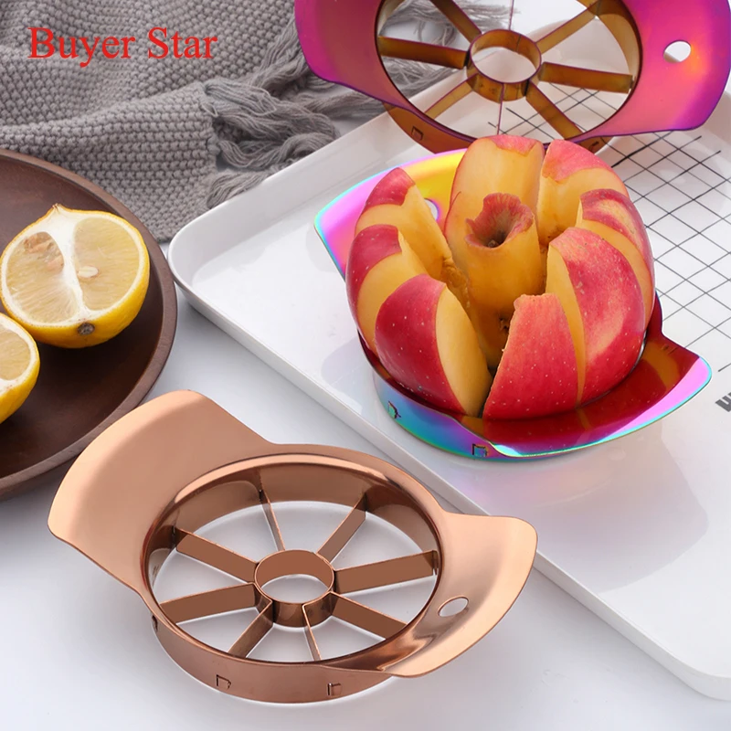 1pcs Gold Apple Cutter Slicer Stainless Steel Fruit Cutter Pear Peeler Metal Vegetable Fruit Divider tools Bar Kitchen gadgets