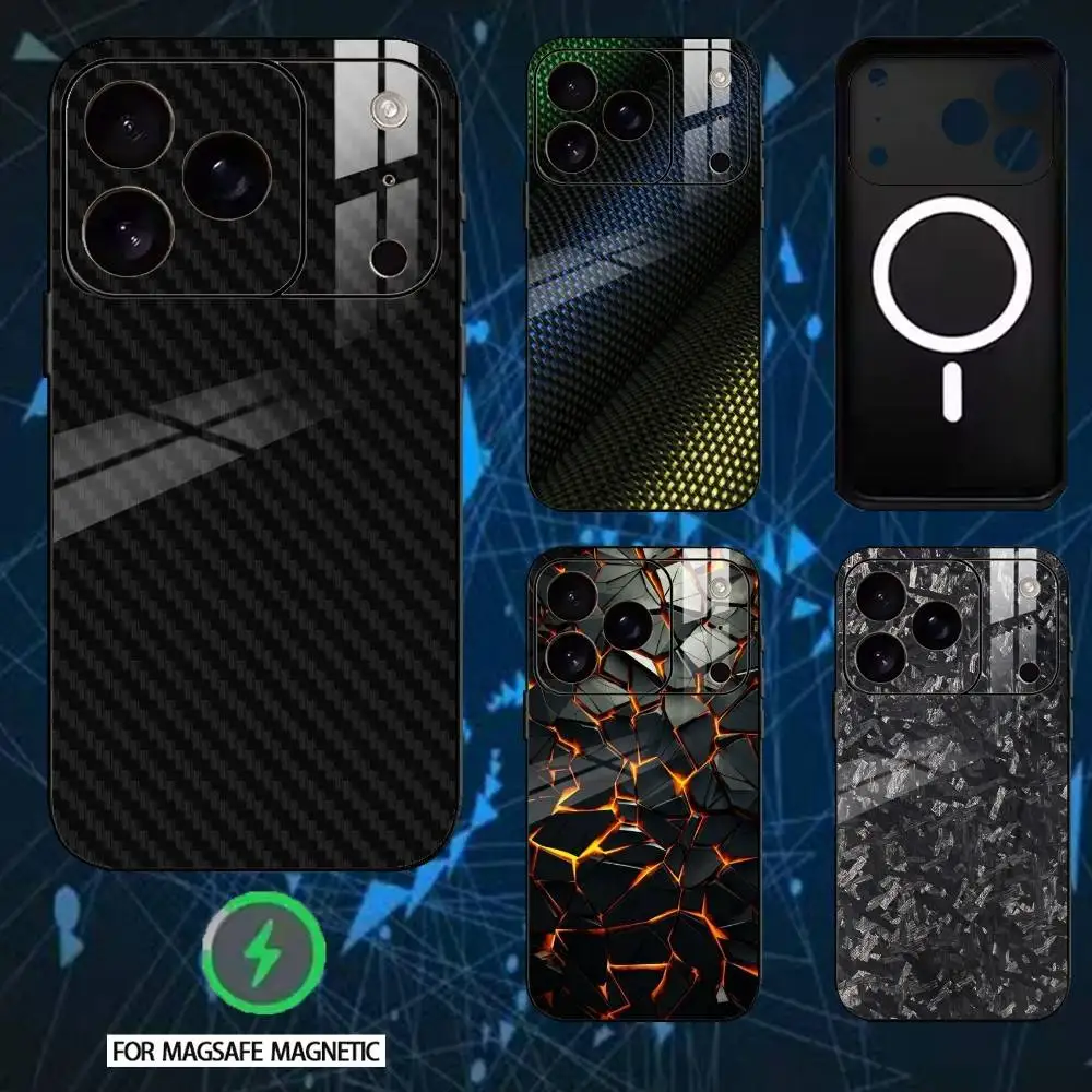 

Carbon Fiber Pattern Painting Phone Case For iPhone 17,16,15,14,13,12,Plus,Pro,Max For Magnetic Wireless Charge