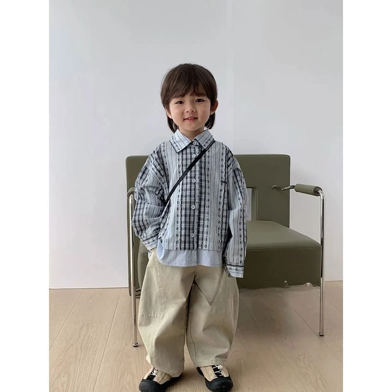 

Boys' Shirt Spring and Summer 2025 New Fashionable Children's Baby Casual Long Sleeve Boys' Collar Kids Fashion Top