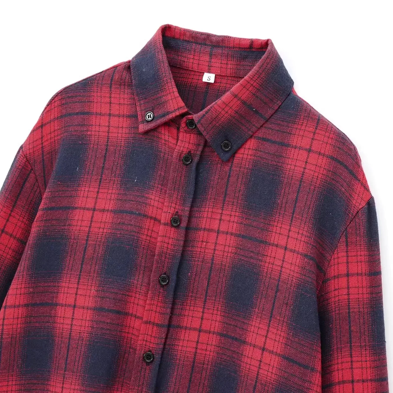 

ZAB Autumn New Women's Faion Plaid Flannel irt Street Sle Long Sve Turn-down Collar Polyester Fiber 9539
