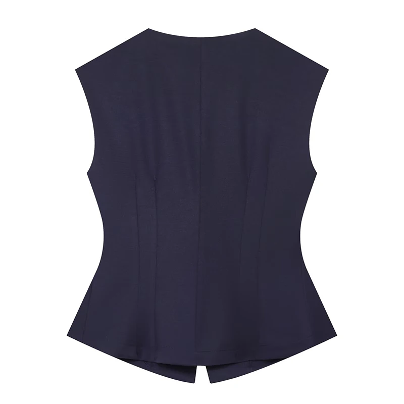 YENKYE Women V Neck Suit Vest Sleeveless Single Breasted Fitted Waistcoat Elegant Office Casual Slim Vest Tops