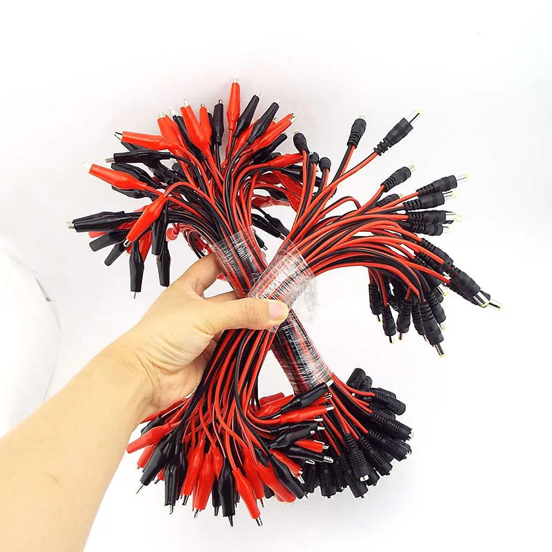 25 سنتيمتر التمساح كليب إلى تيار مستمر ذكر أنثى التوصيل الحبل تيار مستمر موصل قابس الطاقة قابس مهايئ سلك تيار مستمر 5.5*2.1 مللي متر موصلات اختبار التمساح A6