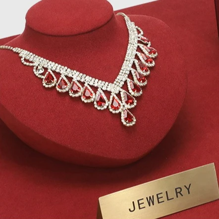 

Высококачественный реквизит для демонстрации ювелирных изделий, красное кольцо, серьги, ожерелье, витрина, витрина, витрина для ювелирных изделий