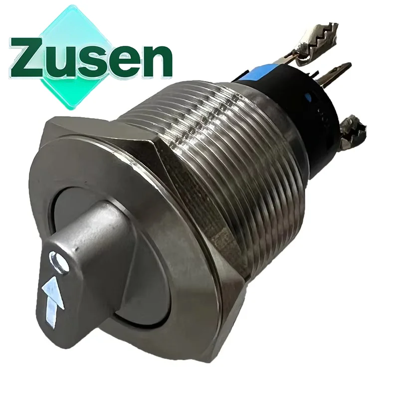 Zusen 22mm Metal Selector Knob Switch 2/3Positions Lock with Arrow Symbol Light 1NO1NC 2NO2NC (ZS22-11X/22X/21/31/S)