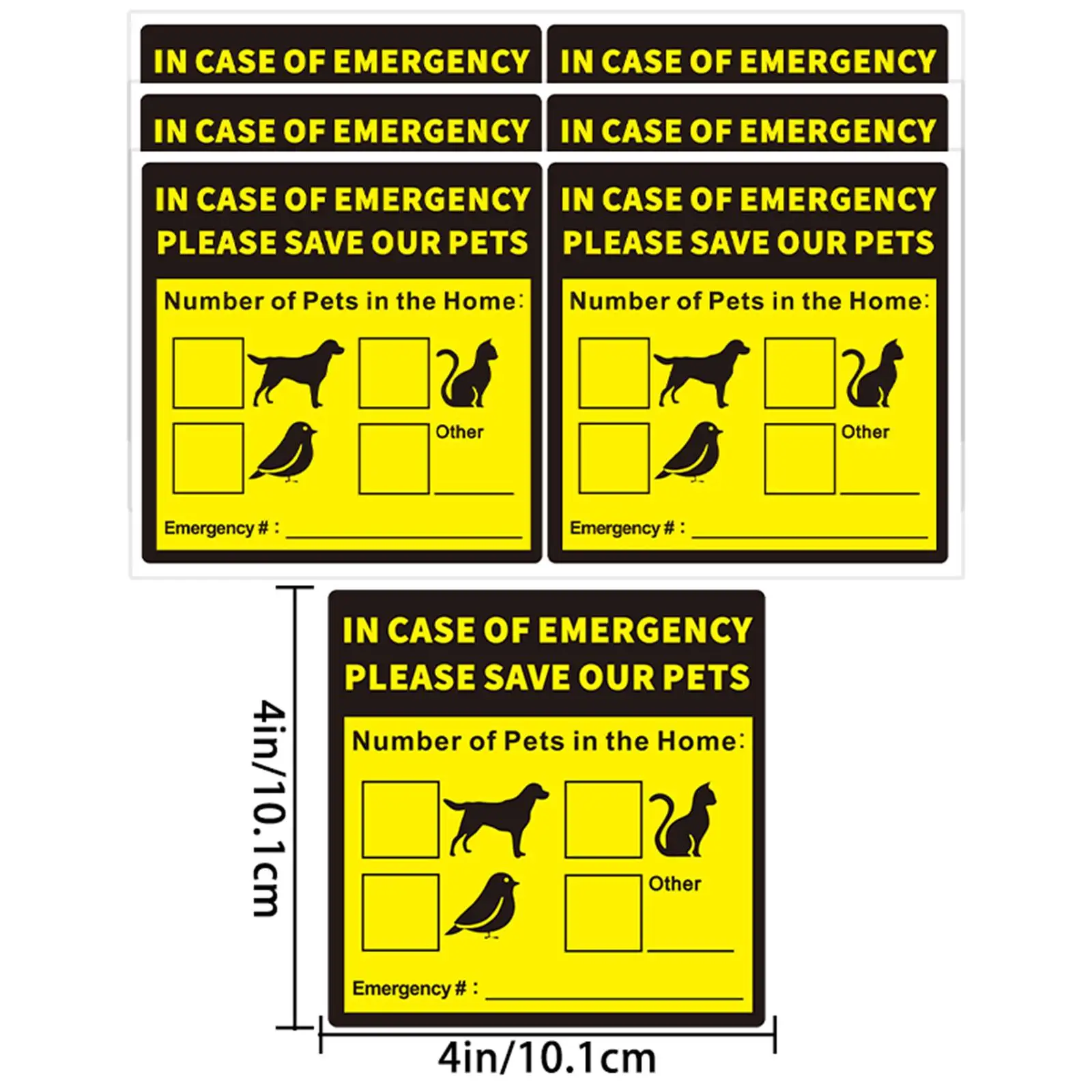 5 Sheets/Pack - 4*4In/10.1*10.1Cm Safety Warning Stickers, Emergency Warning Stickers, 