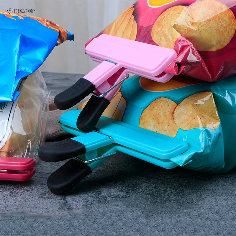 Portable Bag Clips Kitchen Storage Food Snack Seal Sealing Bag Clips Sealer Clamp Plastic Tool Kitchen Organization Accessories