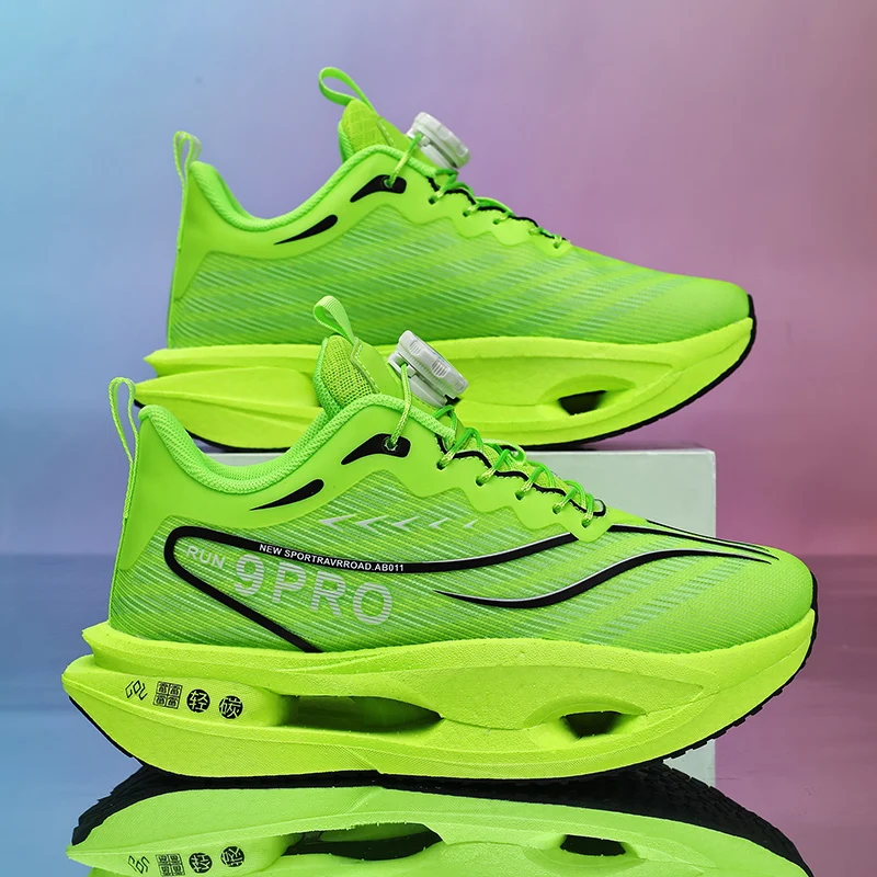 Running Shoes Marathon Carbon Plate Air Cushion Men Sports Breathable Lightweight Women's Comfortable Athletic Nonskid Sneakers