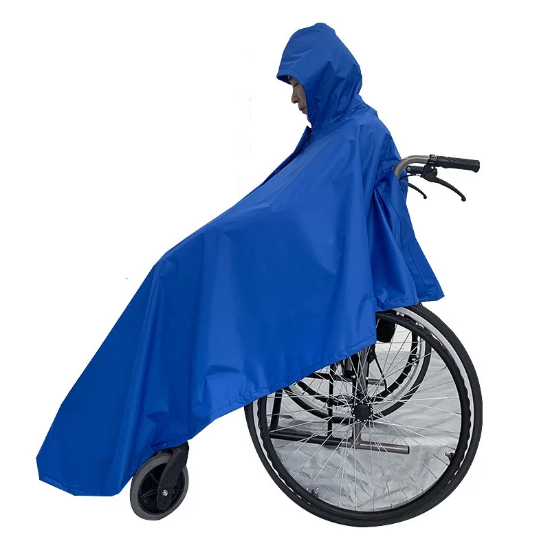 Wheelchair Rain Poncho Polyester Reflective Thickened Heavy Rain Protective for Disabled Elderly Mobility Scooter