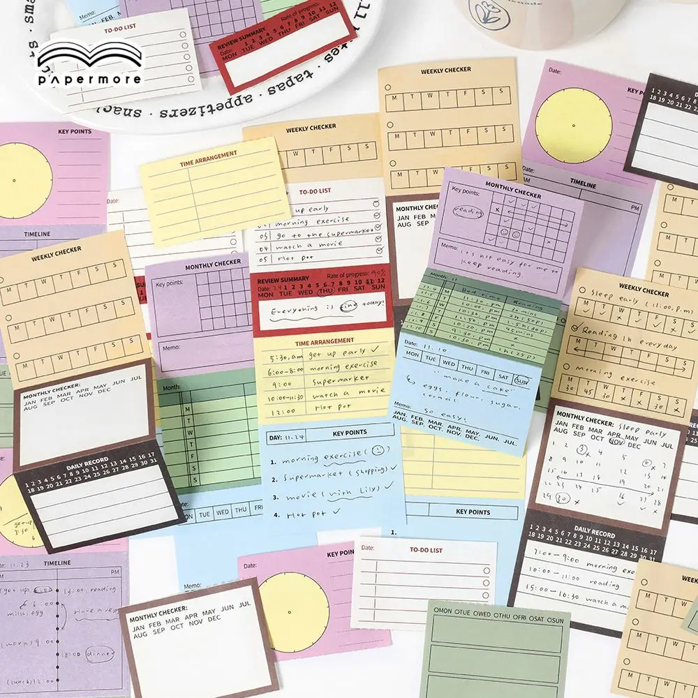 Life Notes Series Memo Pad 3 Styles To Do List Time Planner Habit Tracker Notepad for Students Office Workers Planner Lover Gift