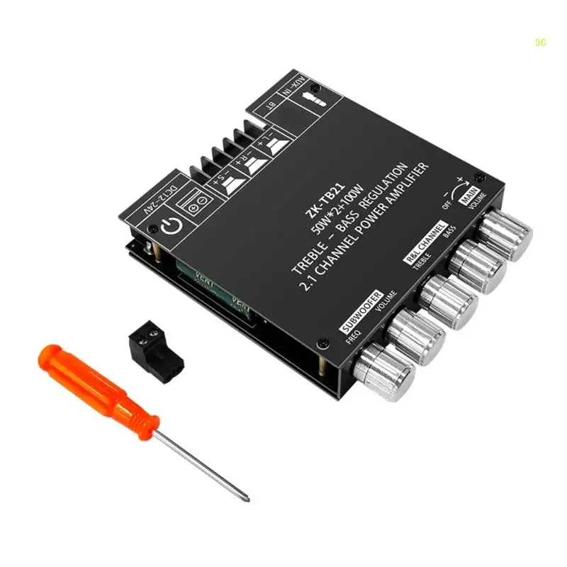 ZK TB21 BT5.0 StereoAudio ตัวรับ เครื่องขยายเสียง บอร์ด 2.1 ช่องสัญญาณไร้สาย TPA3116D2 Dropship