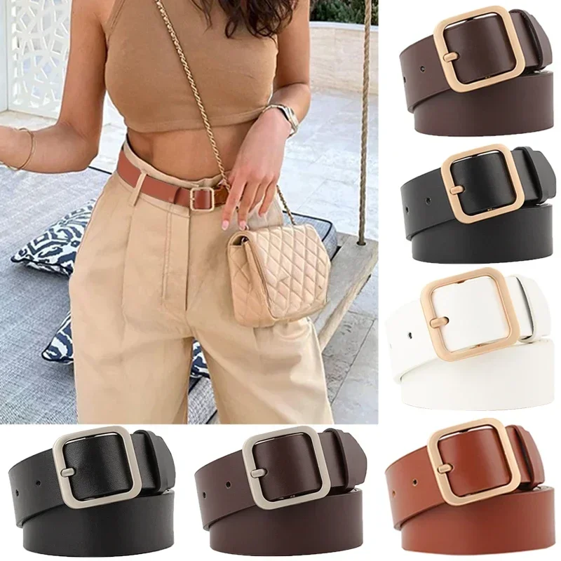 

Fashion PU Leather Belt for Women Square Pin Buckle Belts Ladies Dress Jeans Strap Girls Waistband Adjustable Belts