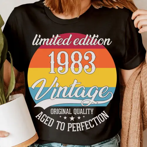 T-shirt personalizada do vintage para mulheres, presentes do aniversário, retro e clássico, # ADN, 41sh