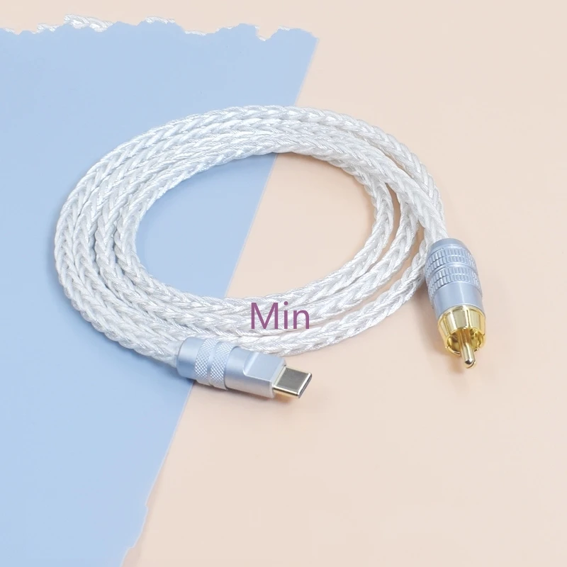 7N Single Crystal Copper Silver Plated Type-C USB A to RCA Mobile Phone Computer Audio Decoder DAC DSP Amplifier Coaxial Cable