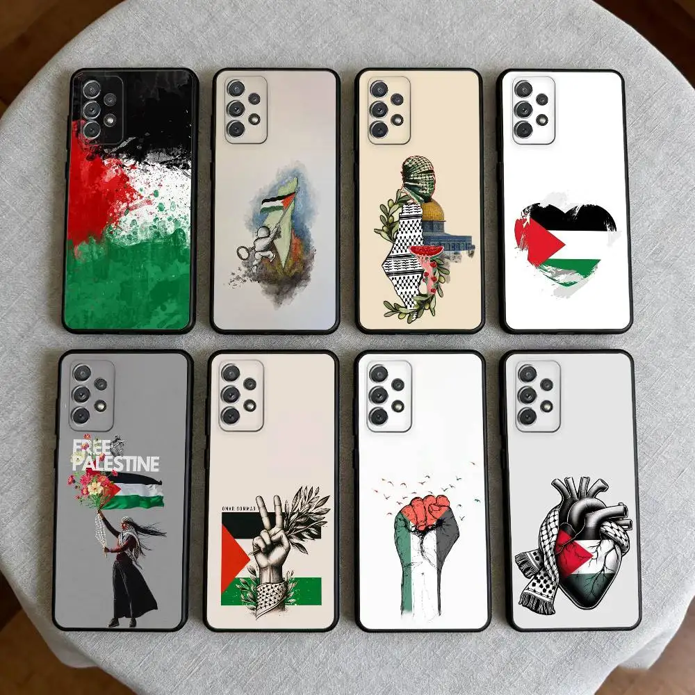 

P-Palestine-es-F-Flag Phone Case For Samsung Galaxy A73,A72,A71,A70,A53,A52,A51,Soft Silicone Black Cover