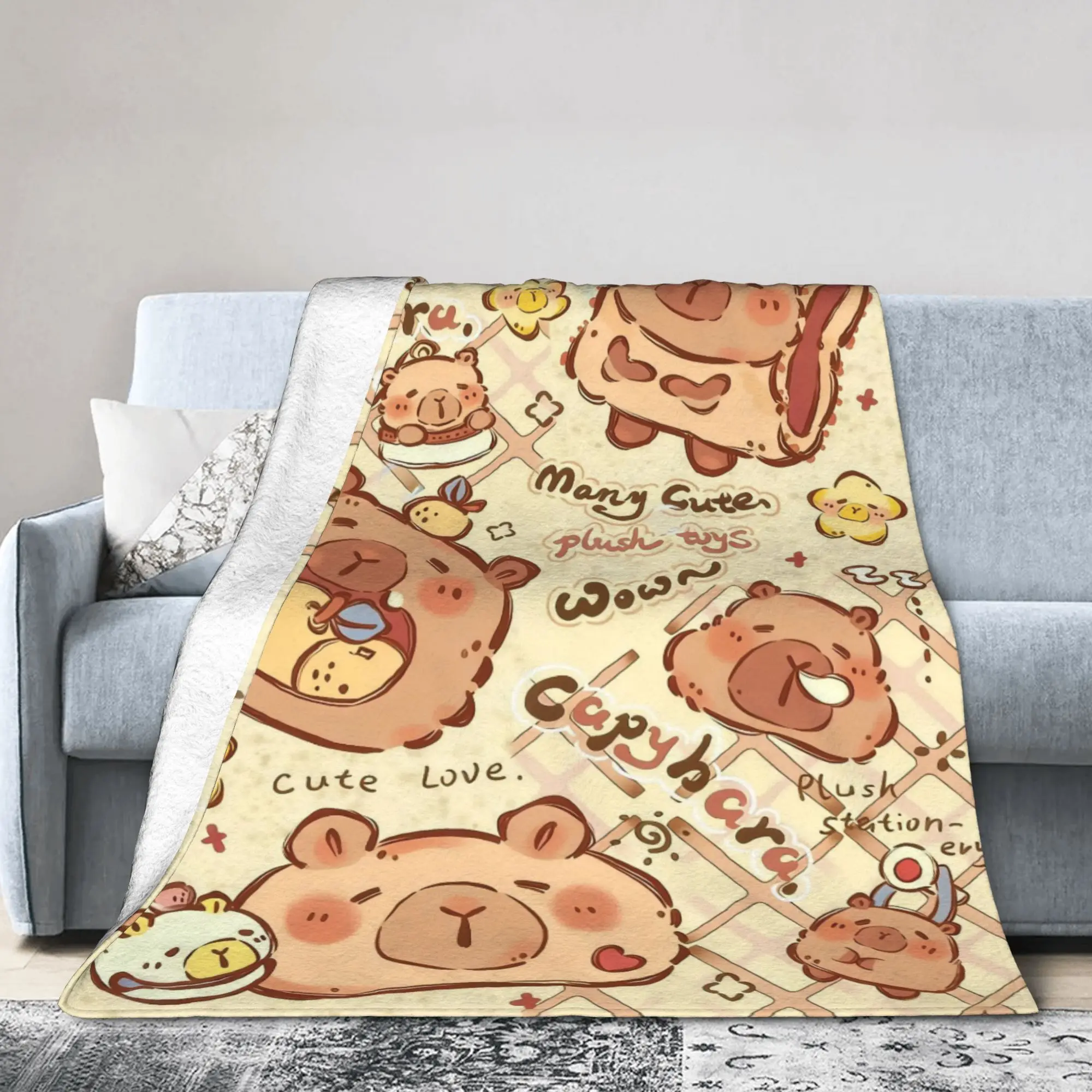 

Cute Love Capybara Blankets Plush Vintage Warm Throw Blanket for Bed Sofa Summer