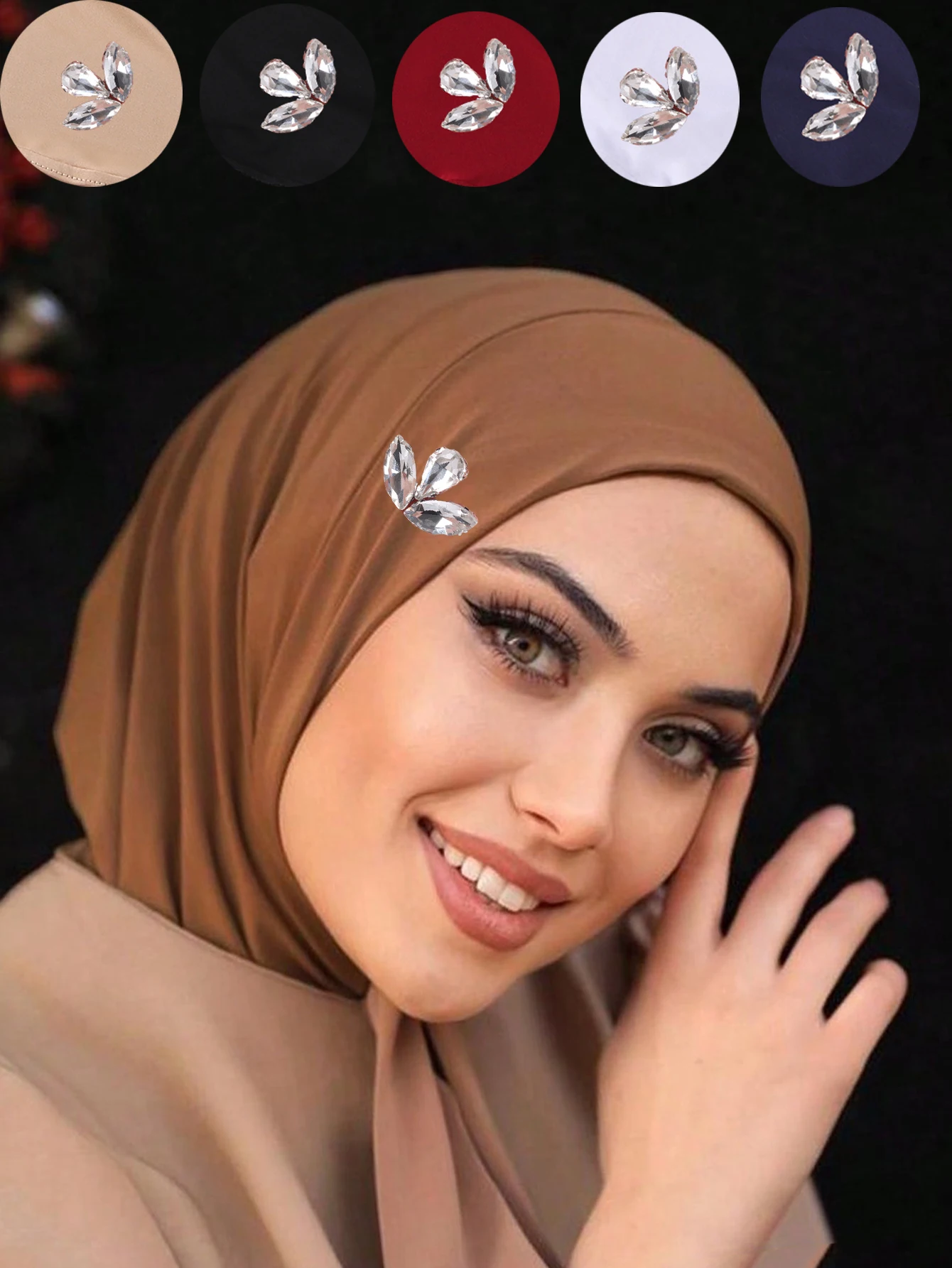 

Muslim Islamic Jersey Hijab Rhinestone Scarf Instant Hijabs Headscarfs For Women Head Wrap Shawl Bonnet Hijabs Femme