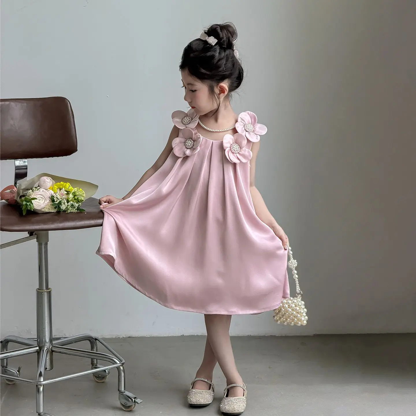 Girls Dress 2026 New Baby Summer Sleeveless Vest Style Childrens Summer Dress Girls Princess Dress
