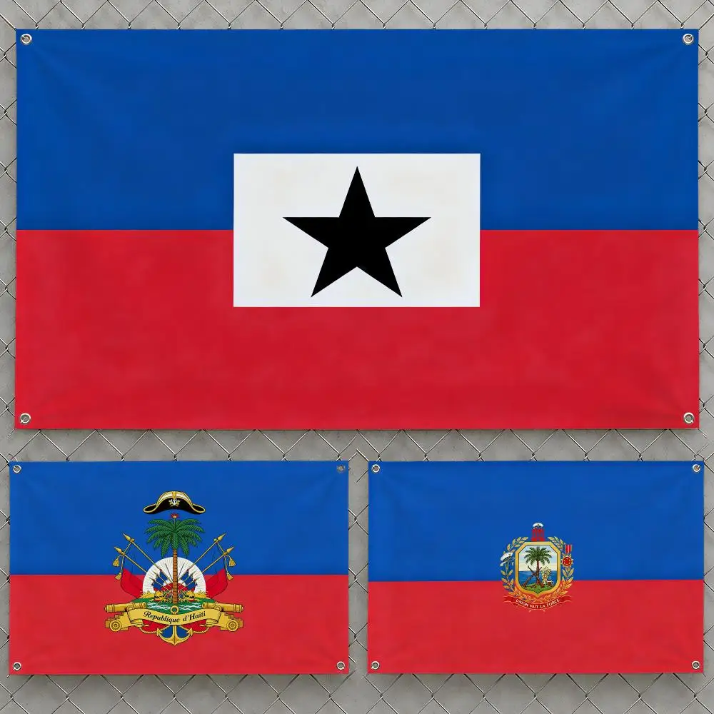 Symbol Haiti Flag Palm Tree Coat of Arms Flags Wall Hanging Flag Banners For Birthday Parties Outdoor Bedroom Dorm Room Decor