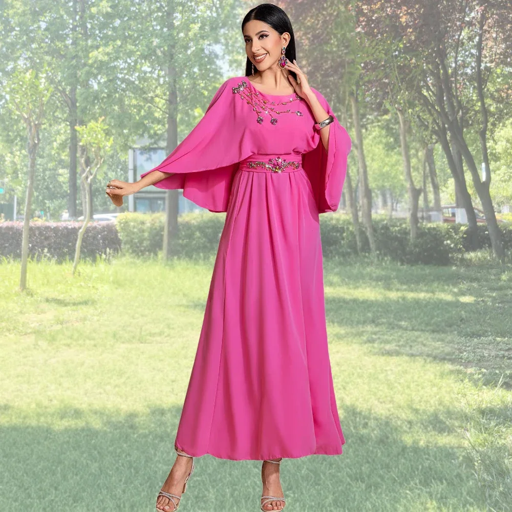 

Ид Джеллаба Мусульманское женское платье-накидка из бисера Дубай Абая Турция Кафтан Рамадан Ислам Джалабия Сабея Кафтан Марокканский женский халат Новый