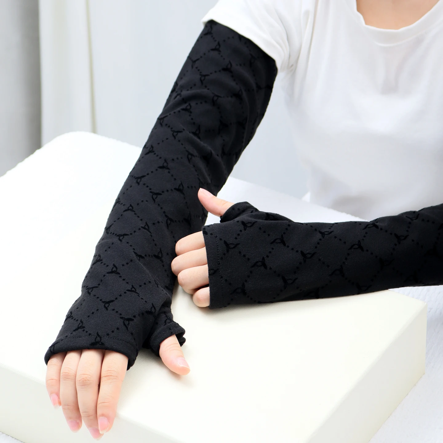 Unisex Women's Winter Gloves Fingerless For Man Long Arm Warmth Long Sleeve Outdoor Elbow Protection