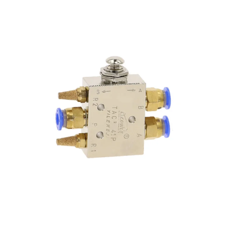 

Mechanical Valve TAC2-41P 1/8" Female thread 2 Position 5 Way Self-reset Push Button Switch Pneumatic Exhaust valve w Fittings