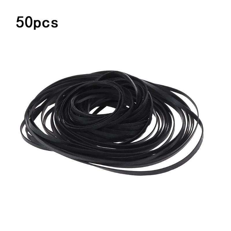 50Pcs 2mm Width Universal Mix Cassette Tape Machine Belts Assorted Drive Flat Rubber Belt for CD DVD Recorders Walkman