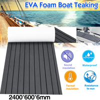 2400x600x6mm Marine Flooring Faux Teak EVA Foam Boat Decking Sheet Grey+Black