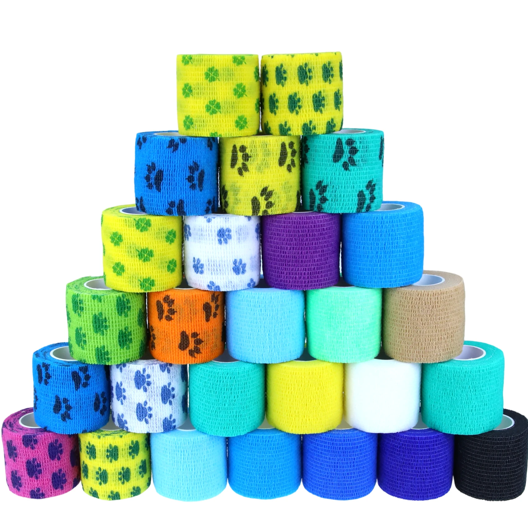 

24 Roll Cohesive Bandage Self Adhesive Wrap Non-Woven Self Adherent for Dogs Pet Animals Ankle Sprains Swellin
