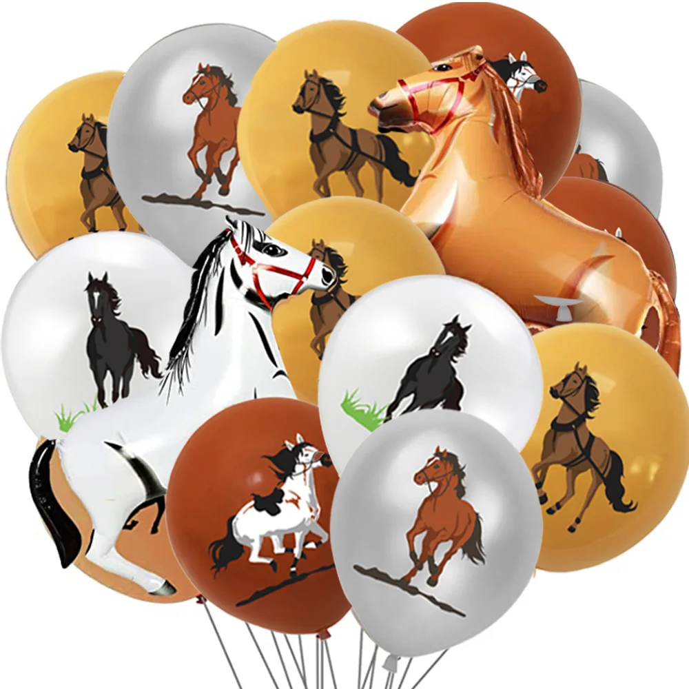 

12Pcs/Set Racing Horse Balloon Birthday Party Decoration Foil Balloon Horse Themed Cowboy Cowgirl Baby Shower Supplies