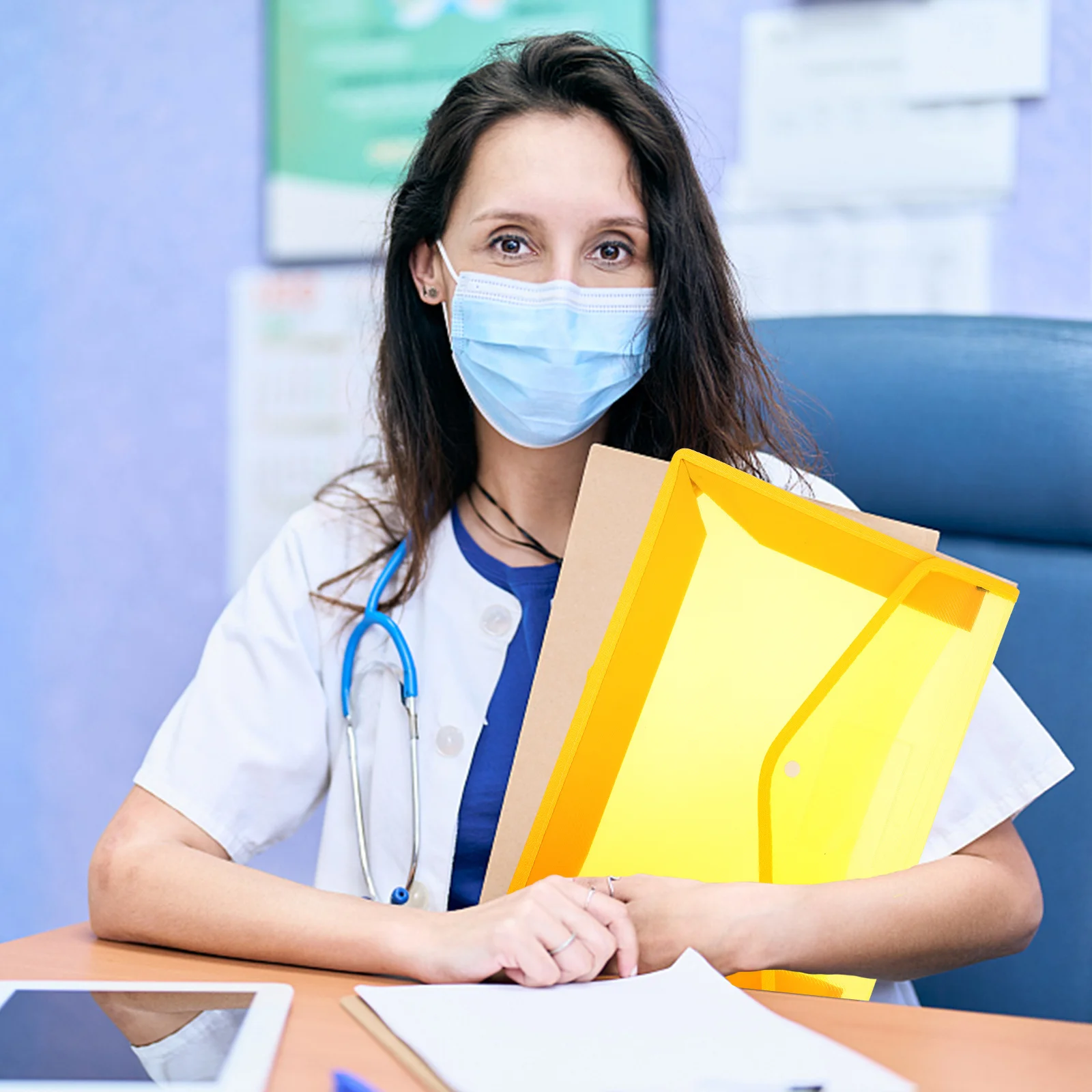 

5pcs A4 Document Folder Clear Plastic Envelop Storage Bag Snap Button Closure Waterproof Organizer Pocket Holder For Office