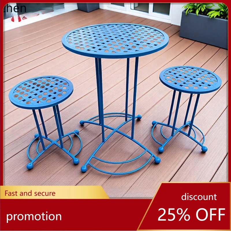 

HXL Iron Balcony Table and Chair Set, Courtyard Table and Chair Combination Three-Piece Set