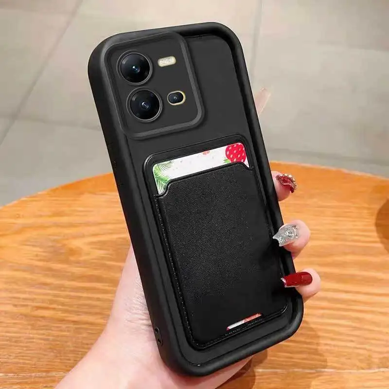 مناسبة ل Vivo V25 Pro V25E V23 V23E جراب هاتف بلون ماتي المضادة للسقوط ذاتية اللصق فتحة للبطاقات الغطاء الخلفي #3