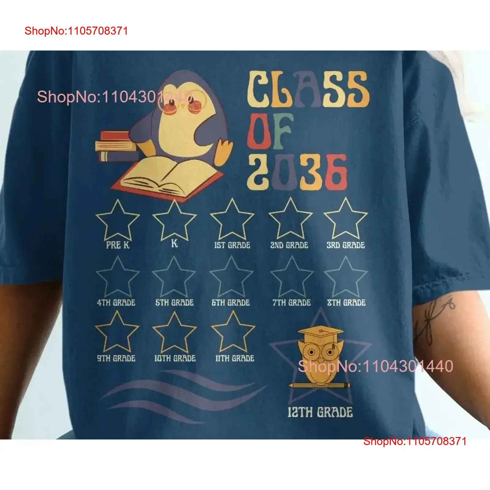 Cute Penguin Class of 2036 T Shirt 12th Grade Graduation Funny Future Senior School Years Milestone Outfit for Students homme