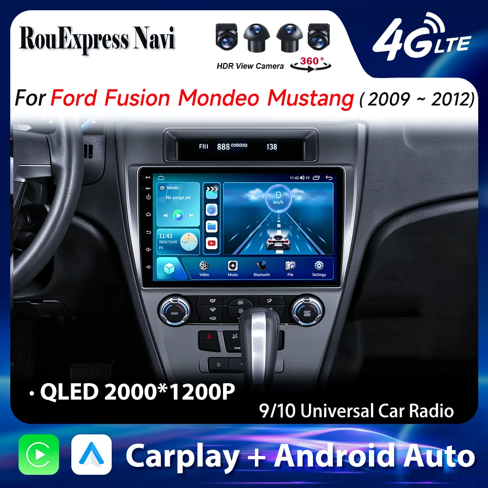 Android For Ford Fusion Mondeo Mustang 2009 2010 2012 Radio Samochodowe Multimedia Video Player Carplay Bluetooth Head Unit SWC