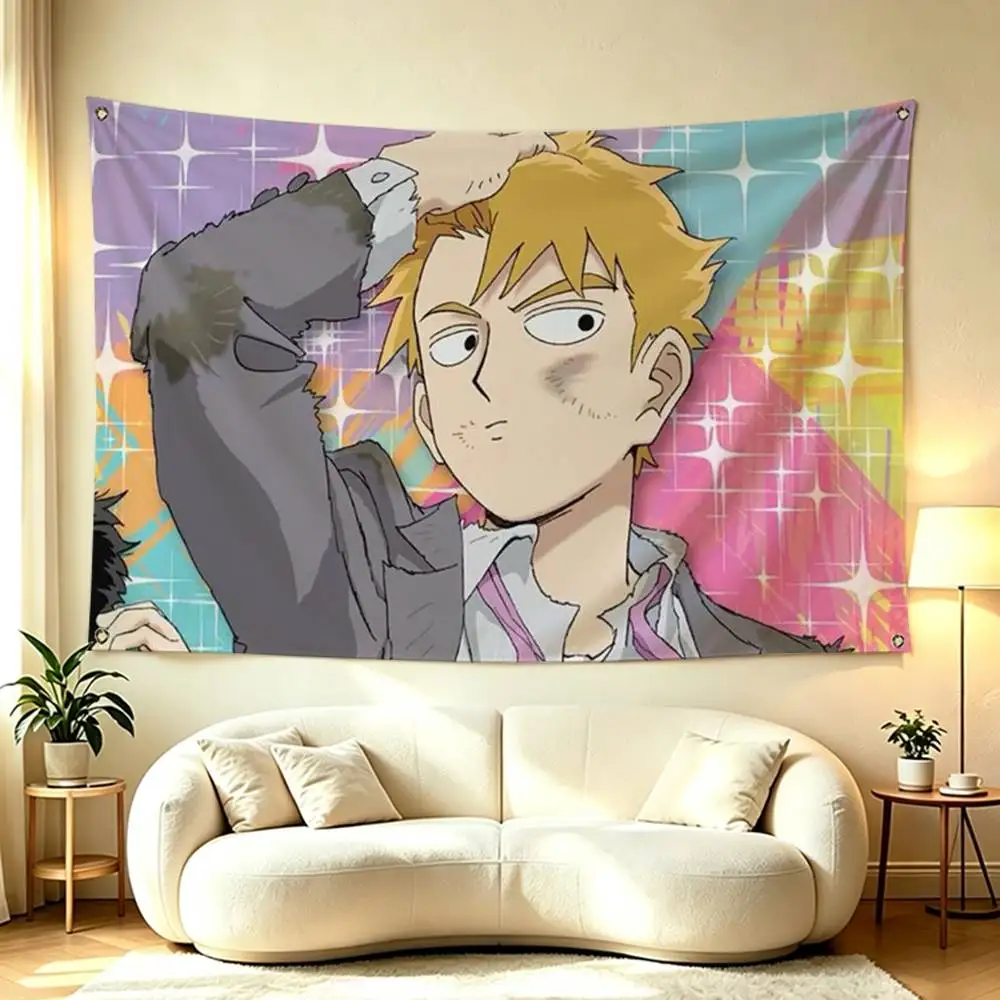 Mob Psycho 100 Arataka Reigen Flags Wall Hanging Tapestry Outdoor Garage Room Decorative flag Background Blanket
