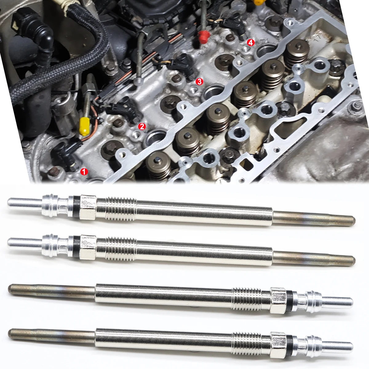 

4Kit 5V Car Diesel Heater Nickel Plating Glow Plugs 1682276 9683195280 For Ford Galaxy WA6 Tourneo Connect V408 Fiat Scudo Bus