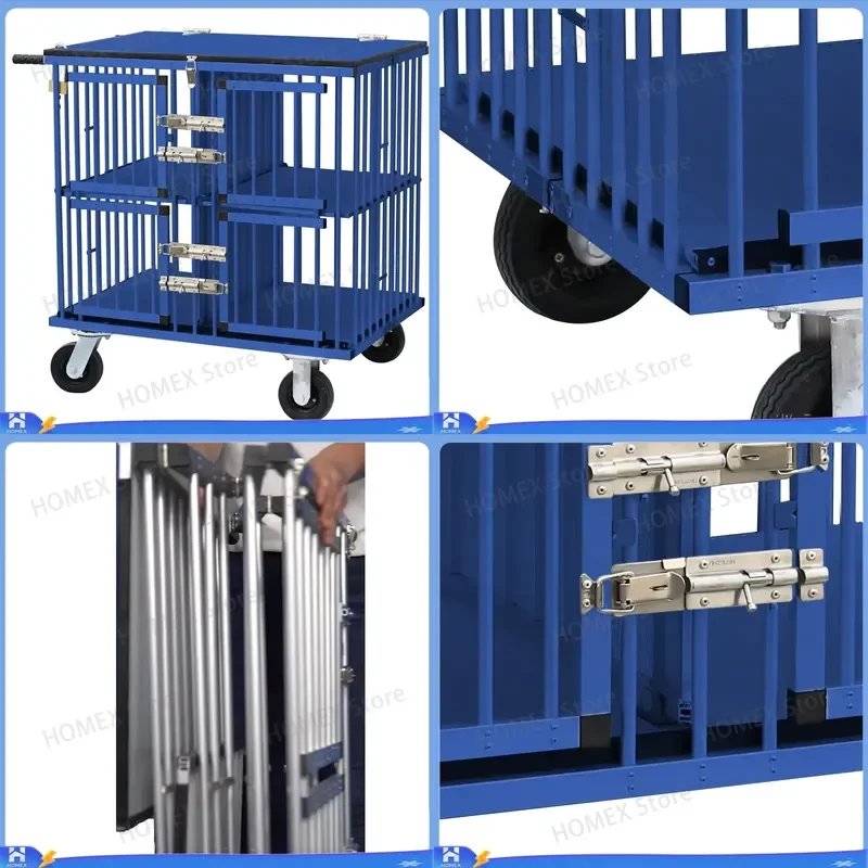 Portable Aluminum Dog Cage with Wheels Folding Pet Carrier Outdoor Travel Crate Sturdy Metal Kennel for Small Medium Dogs