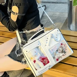 Students Cute Transparent Black Itabag Fashionable Backpack Schoolbag Crossbody Bag Casual Handbags