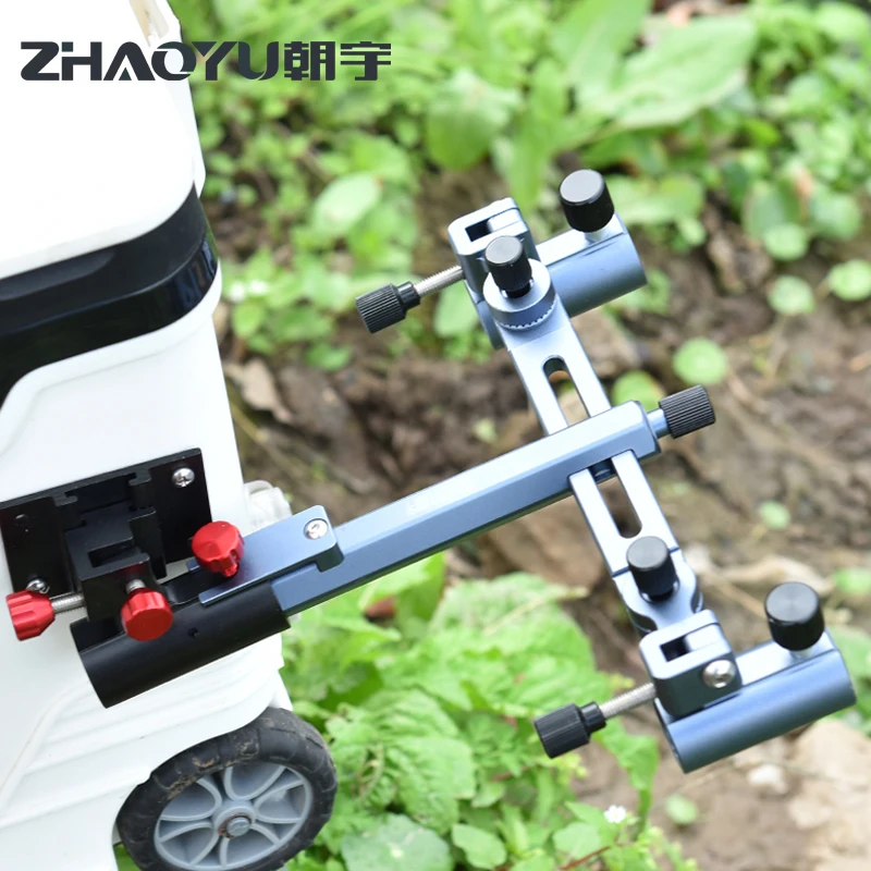 Fishing Rod Support Fishing Box Chair Style Double Turret Support 360 Degrees Universal Double Head Double Pole Corner Frame