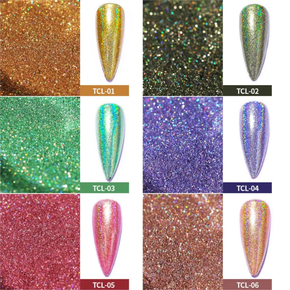 Poudre pailletée holographique pour ongles, 12 couleurs/lot, effet laser, super brillant, fin, pigment chromé