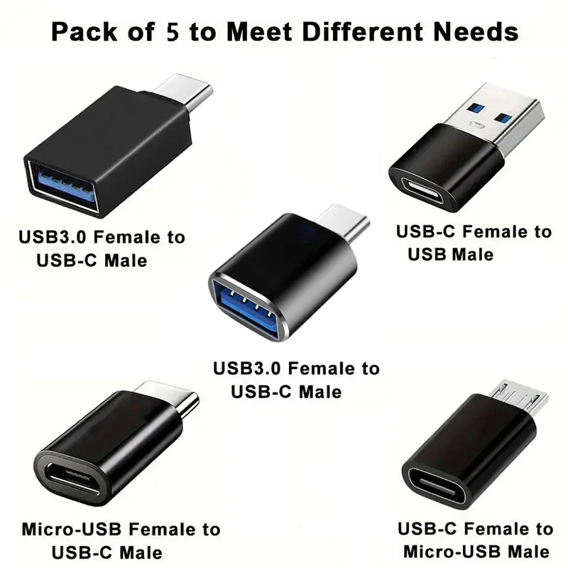 10pcs USB to USB C Adapter, USB Type C Female to USB Adapter, Micro USB to USB C Female Male Converter Connector, for Laptop Car view 2