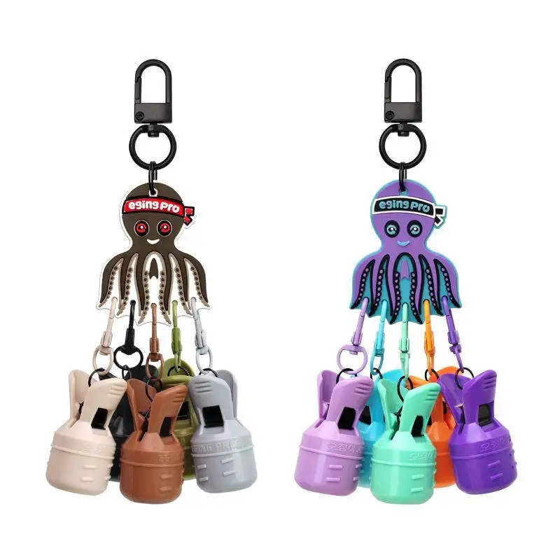 6Pcs/Kits Practical Webfoot Octopus Squid Jig With Carabiner Umbrella Cuttlefish Lure Cap Hooks Cover Fishing Accessories