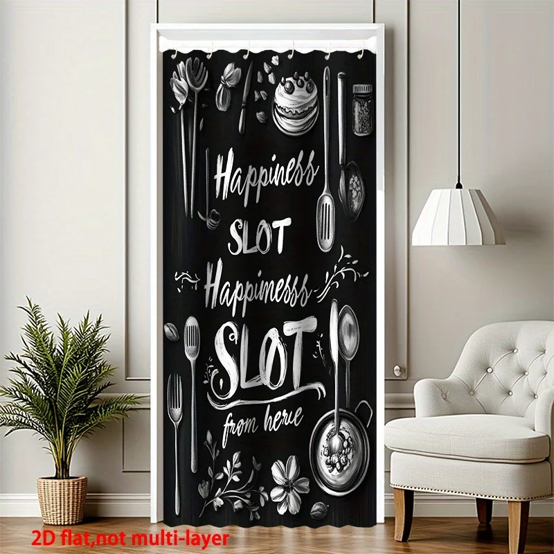 VIKAMA 2D Flat Kitchen Door Curtain Oil-Resistant Artistic Room Divider For Dining And Kitchen Separation Home Decoration