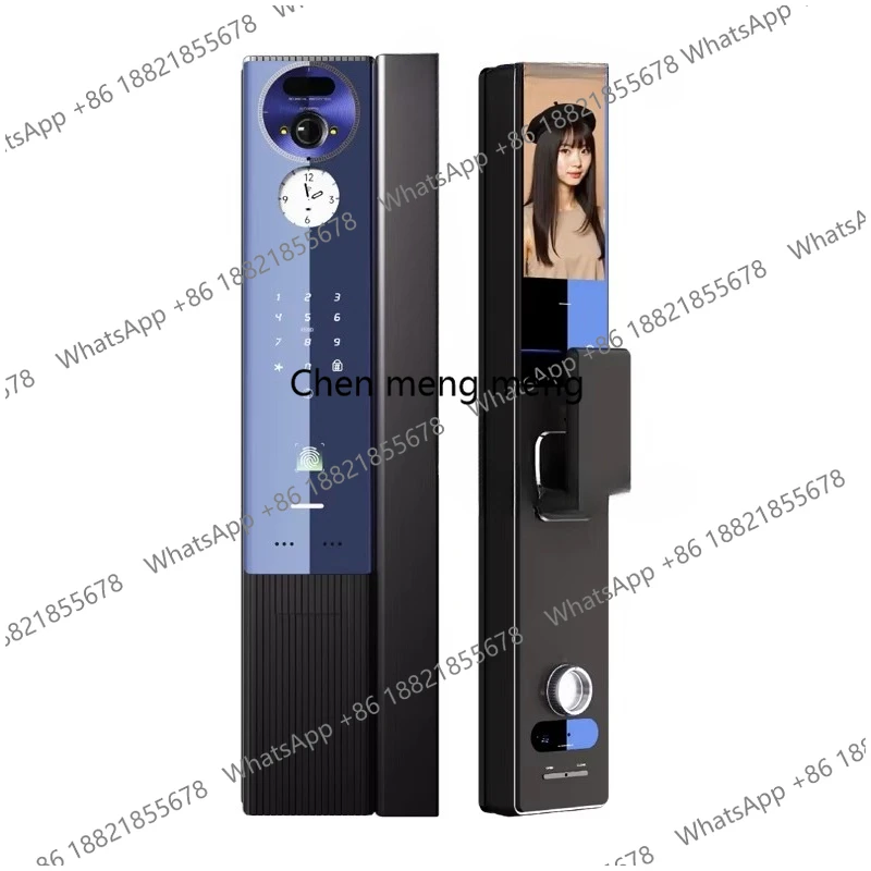 H5 Cat Eye Large 3D Face Palm Vein Recognition Anti-Theft Aluminum Alloy Door Lock WIFI Digital Sapphire Panel Wood Cloud