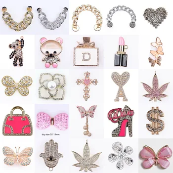 Bling Shoe Charms Designer Metal Chain Rhinestone Shoe Decorations Akcesoria dla dziewczynek Kobiety Prezenty imprezowe